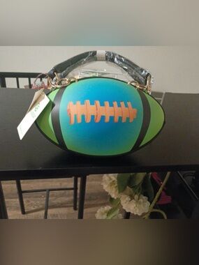 NWT-Rugby Teal & Lime  
Whimsical Festival pebble textured football handbag